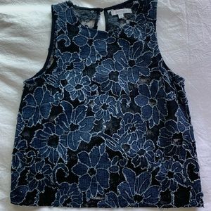 Blue and Black Lace Top